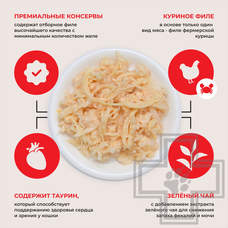 INABA CIAO Консервы для кошек, с куриным филе и сурими