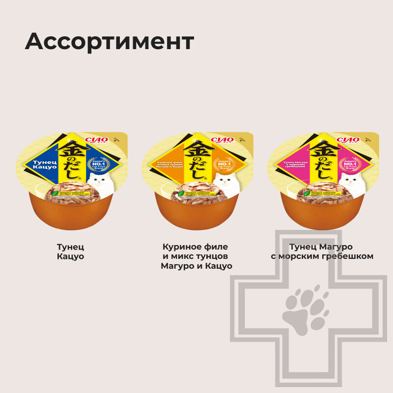 INABA CIAO Kinnodashi Консервы для кошек, с тунцом Магуро и морским гребешком INABA CIAO Kinnodashi Консервы для кошек, с тунцом Магуро и морским гребешком