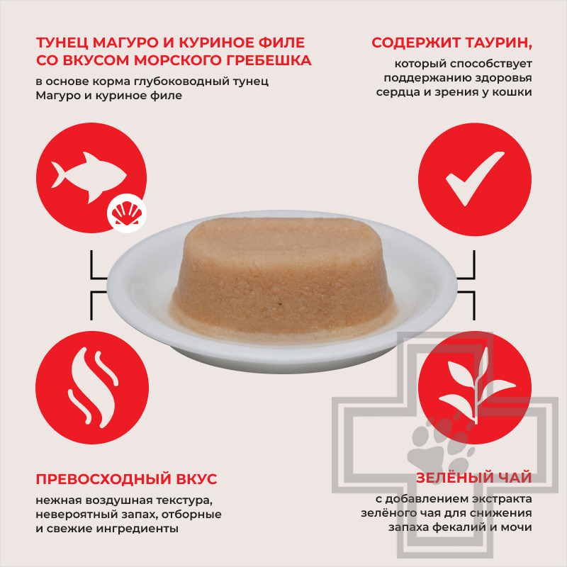 INABA CIAO TWINS Terrine Пресервы для кошек, с тунцом, куриным филе и морским гребешком