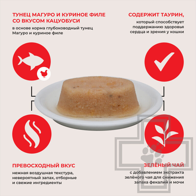 INABA CIAO TWINS Terrine Пресервы для кошек, с тунцом, куриным филе и кацуобуси INABA CIAO TWINS Terrine Пресервы для кошек, с тунцом, куриным филе и кацуобуси