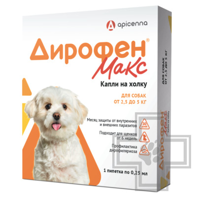 Дирофен Макс Капли на холку для собак от внешних и внутренних паразитов