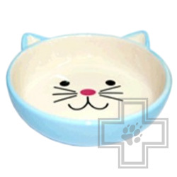 №1 Миска керамическая низкая в форме мордочки кошки