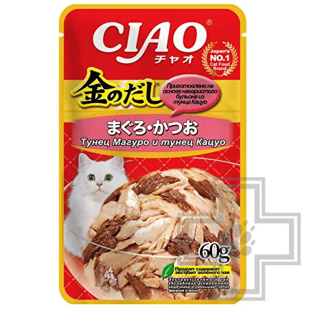 INABA CIAO Kinnodashi Пресервы для кошек, с тунцом Магуро и Кацуо