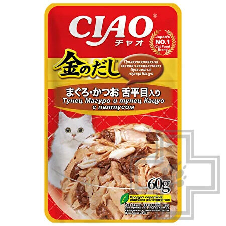 INABA CIAO Kinnodashi Пресервы для кошек, с тунцом Магуро, Кацуо и палтусом