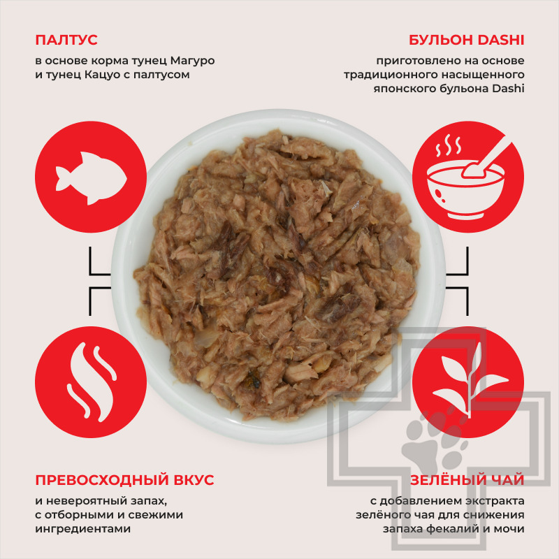 INABA CIAO Kinnodashi Пресервы для кошек, с тунцом Магуро, Кацуо и палтусом