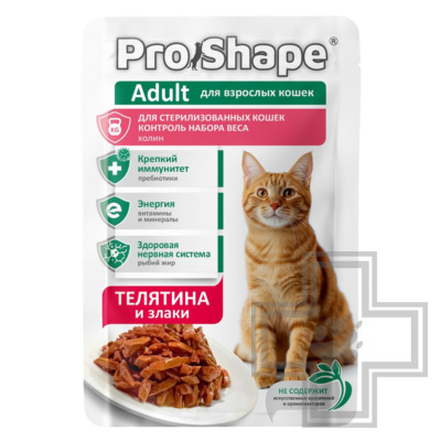 ProShape Adult Пресервы для взрослых стерилизованных кошек, с телятиной и злаками