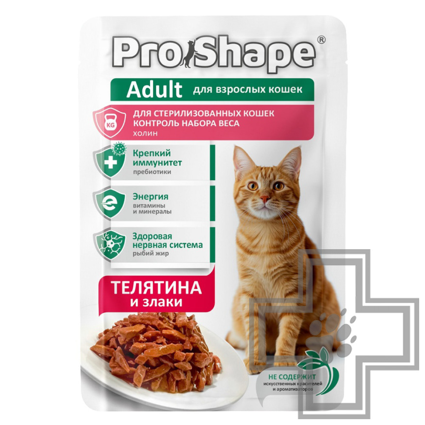 ProShape Adult Пресервы для взрослых стерилизованных кошек, с телятиной и злаками