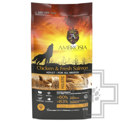 Ambrosia Grain Free Adult Корм беззерновой для взрослых собак всех пород, с курицей и лососем