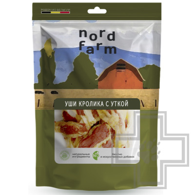 NORD FARM Уши кролика с уткой для собак всех пород