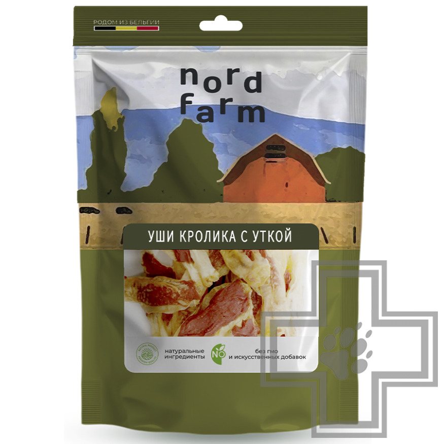 NORD FARM Уши кролика с уткой для собак всех пород