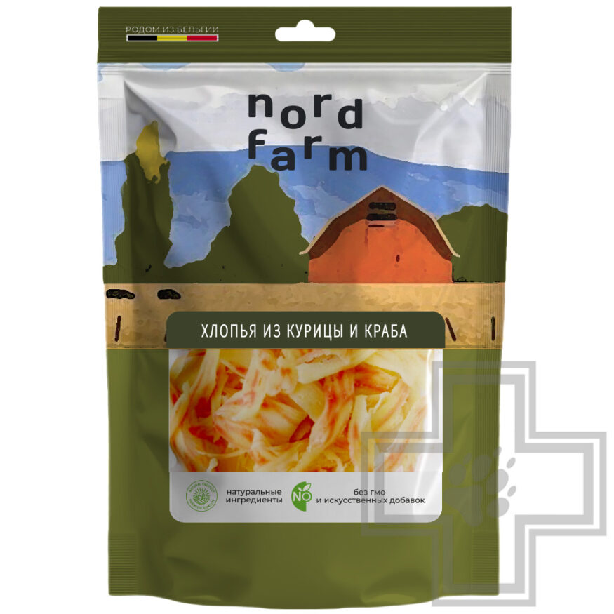 NORD FARM Хлопья из курицы и краба для кошек