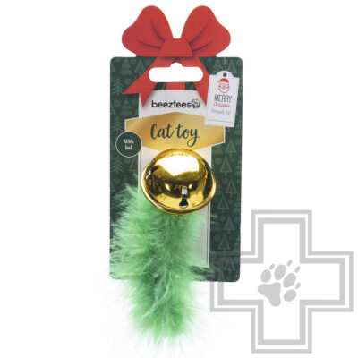 Beeztees Игрушка "Рождественский колокол с пером" для кошек, зеленая