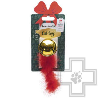 Beeztees Игрушка "Рождественский колокол с пером" для кошек, красная