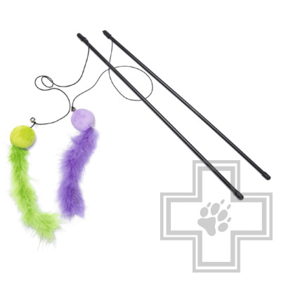 Beeztees Игрушка-удочка "Шарик с пером" для кошек