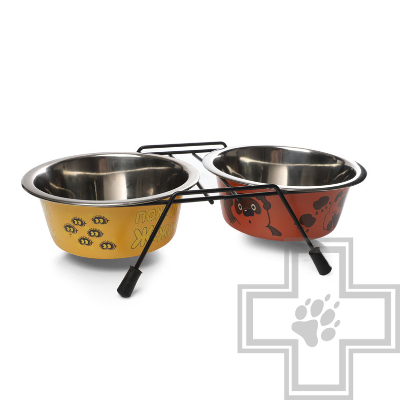 Triol СОЮЗМУЛЬТФИЛЬМ Миска металлическая двойная на подставке "Пожужжим"