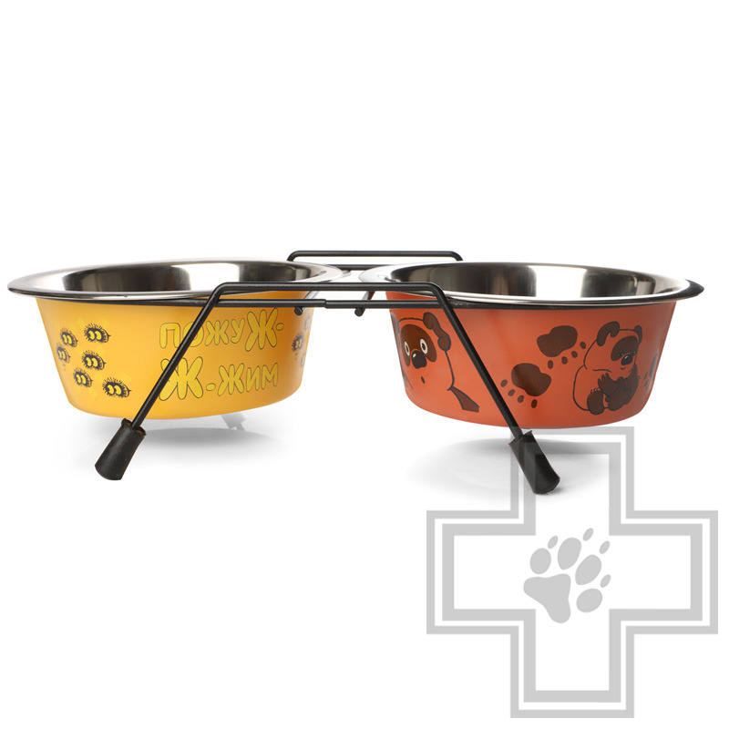 Triol СОЮЗМУЛЬТФИЛЬМ Миска металлическая двойная на подставке "Пожужжим"