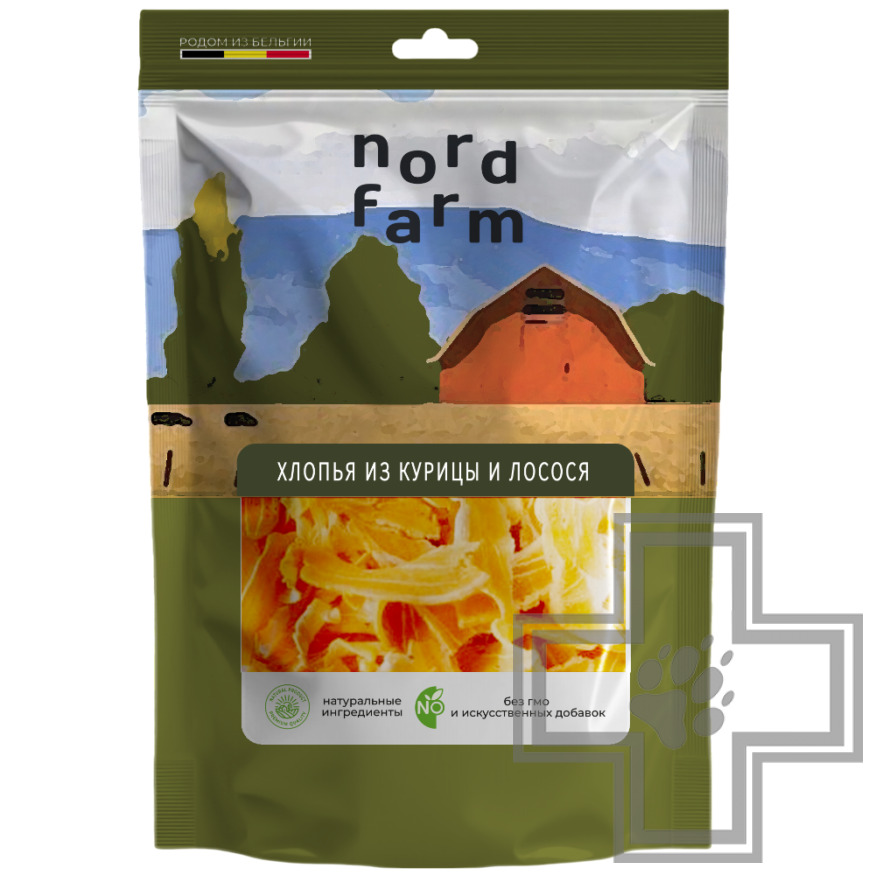 NORD FARM Хлопья из курицы и лосося для кошек
