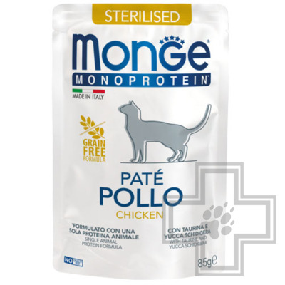 Monge Mono Pate Sterilised Пресервы для взрослых стерилизованных кошек, паштет из курицы