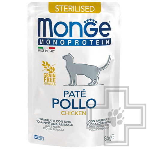 Monge Mono Pate Sterilised Пресервы для взрослых стерилизованных кошек, паштет из курицы