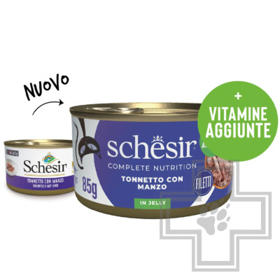Schesir Complete Nutrition Консервы для взрослых кошек, с тунцом и говядиной в желе