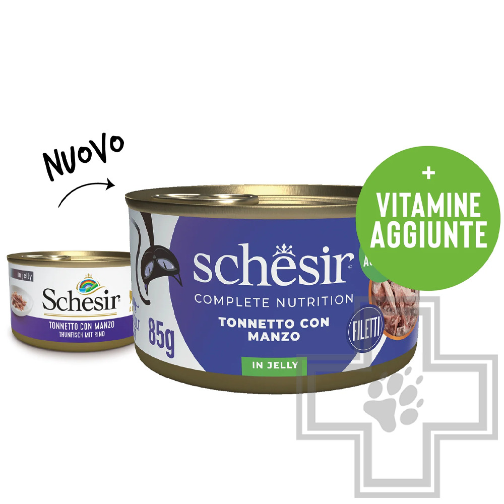 Schesir Complete Nutrition Консервы для взрослых кошек, с тунцом и говядиной в желе