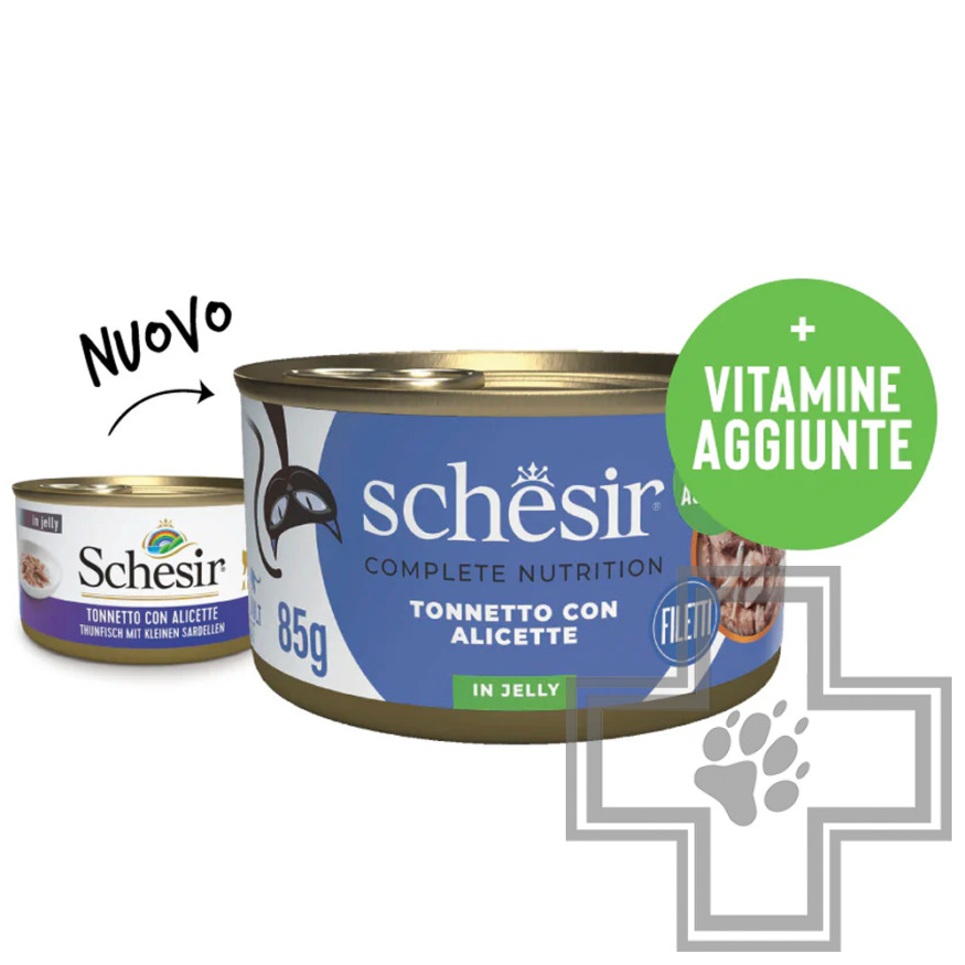 Schesir Complete Nutrition Консервы для взрослых кошек, с тунцом и мальками в желе Schesir Complete Nutrition Консервы для взрослых кошек, с тунцом и мальками в желе