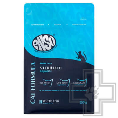 ENSO CF Sterilized Корм для взрослых стерилизованных кошек, с белой рыбой и клюквой