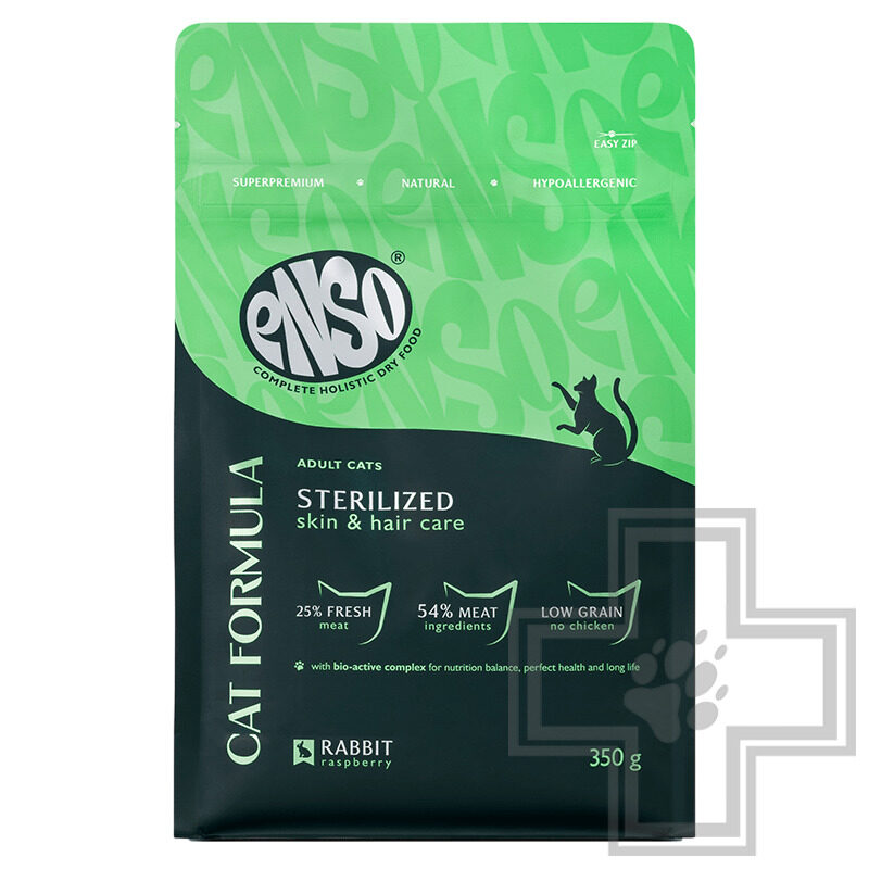 ENSO CF Sterilized Корм для взрослых стерилизованных кошек, с кроликом и малиной