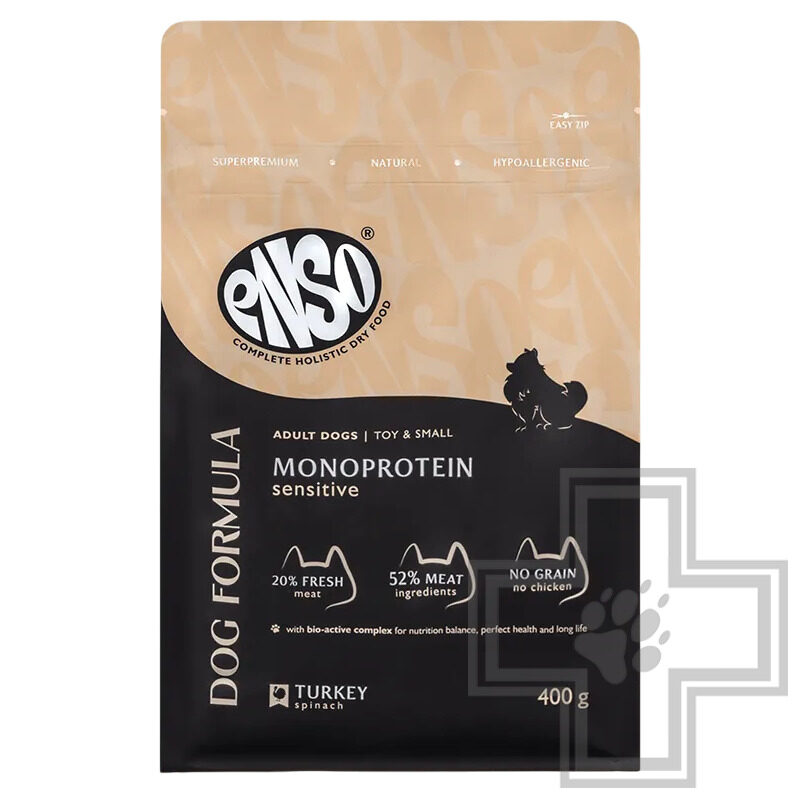 ENSO DF Monoprotein Корм для взрослых собак мелких пород, с индейкой и шпинатом