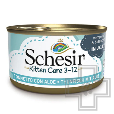 Schesir Консервы для котят от 3 до 12 месяцев, с тунцом и алоэ в желе