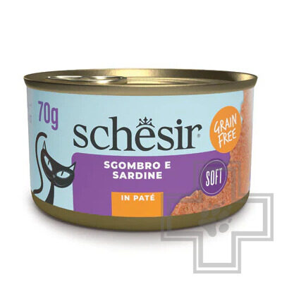 Schesir Grill Консервы беззерновые для взрослых кошек, паштет из скумбрии и сардин