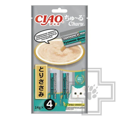 INABA CIAO Churu Функциональное лакомство-пюре "Поддержание pH мочи" для кошек, с куриным филе