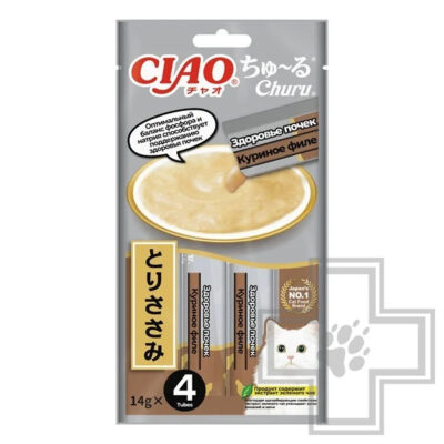 INABA CIAO Churu Функциональное лакомство-пюре "Здоровье почек" для кошек, с куриным филе