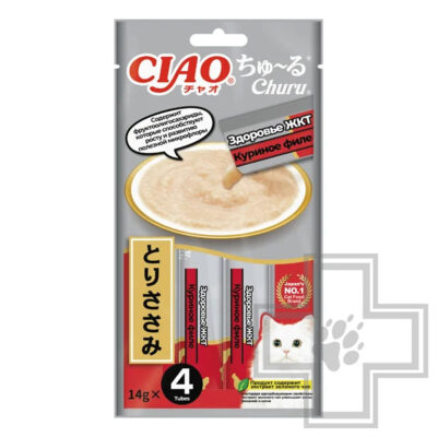 INABA CIAO Churu Функциональное лакомство-пюре "Здоровье ЖКТ" для кошек, с куриным филе