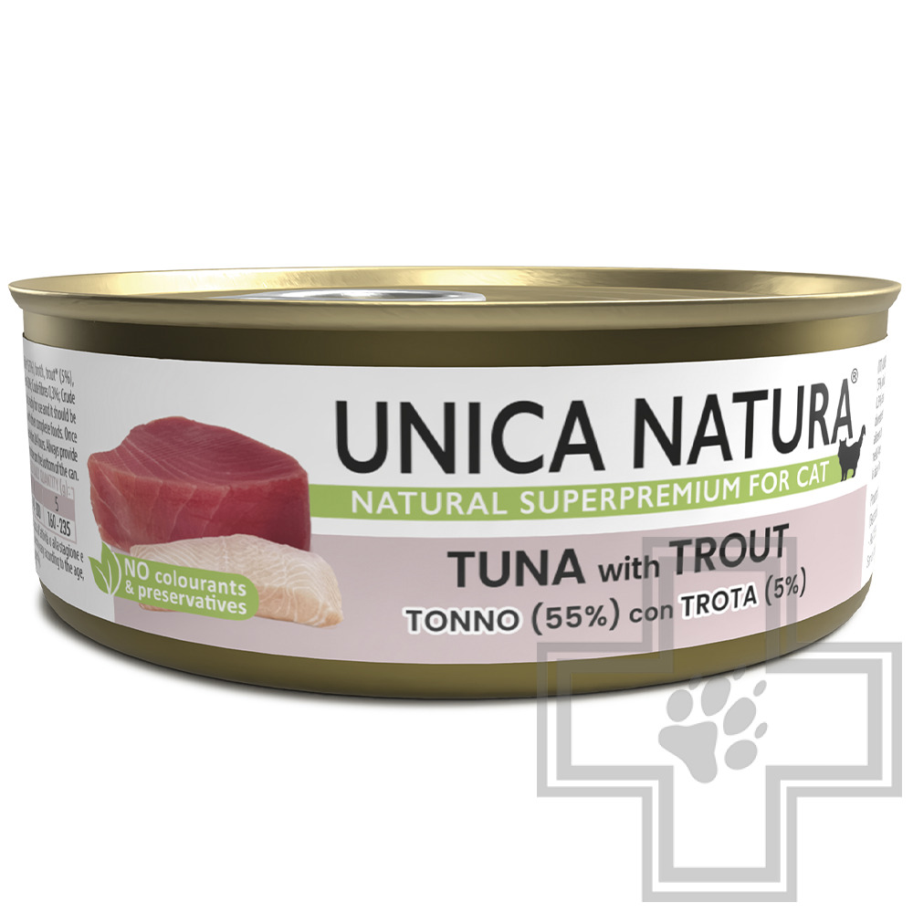 Unica Natura Консервы для взрослых кошек, с тунцом и форелью