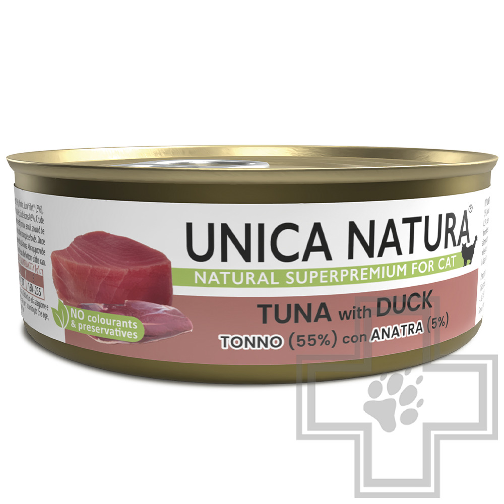 Unica Natura Консервы для взрослых кошек, с тунцом и уткой
