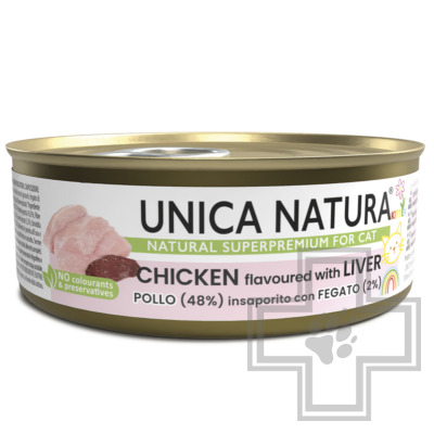 Unica Natura Консервы для взрослых кошек, с курицей и печенью