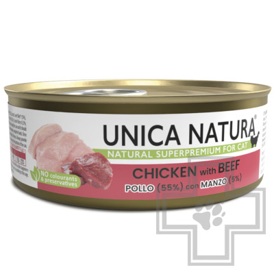 Unica Natura Консервы для взрослых кошек, с курицей и говядиной