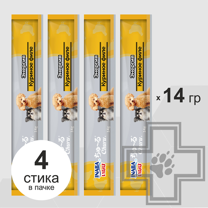 INABA CIAO Churu Функциональное лакомство-пюре "Энергия" для собак, с куриным филе