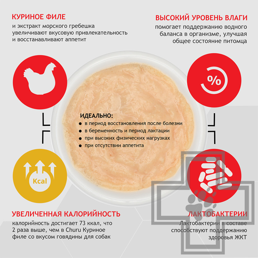 INABA CIAO Churu Функциональное лакомство-пюре "Энергия" для собак, с куриным филе