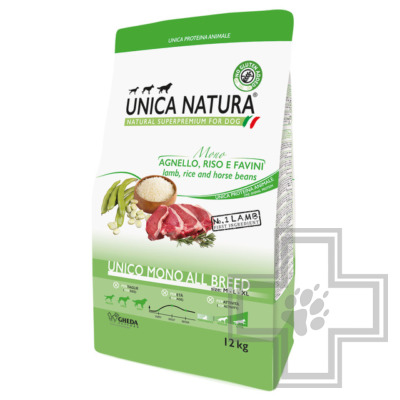 Unica Natura Mono Корм для собак средних и крупных пород, с ягненком