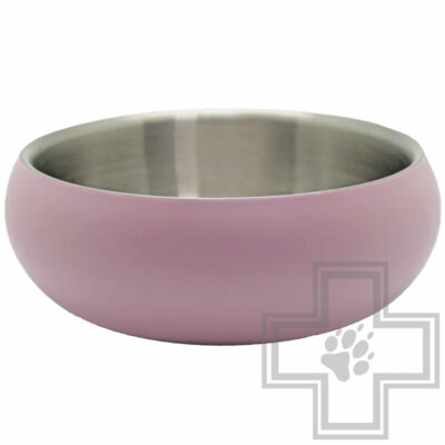 Уют Миска металлическая с двойными стенками, розовая