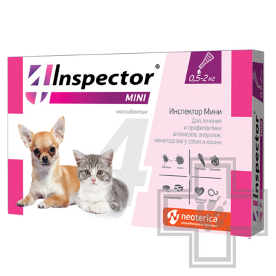 Инспектор Мини Капли на холку от паразитов для кошек и собак мелких пород