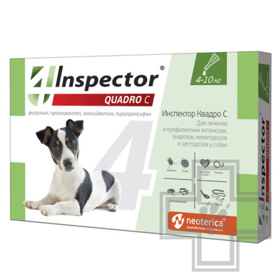 Инспектор Квадро Капли на холку от паразитов для собак (цена за 1 пипетку)