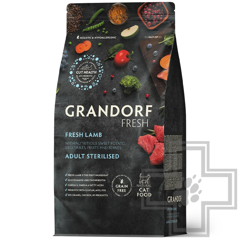 Grandorf Fresh Корм для взрослых стерилизованных кошек, с ягненком и бататом
