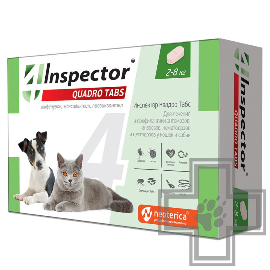 Инспектор Квадро Табс Таблетки от паразитов для кошек и собак