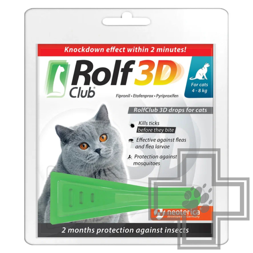 RolfClub 3D Капли на холку от блох и клещей для кошек