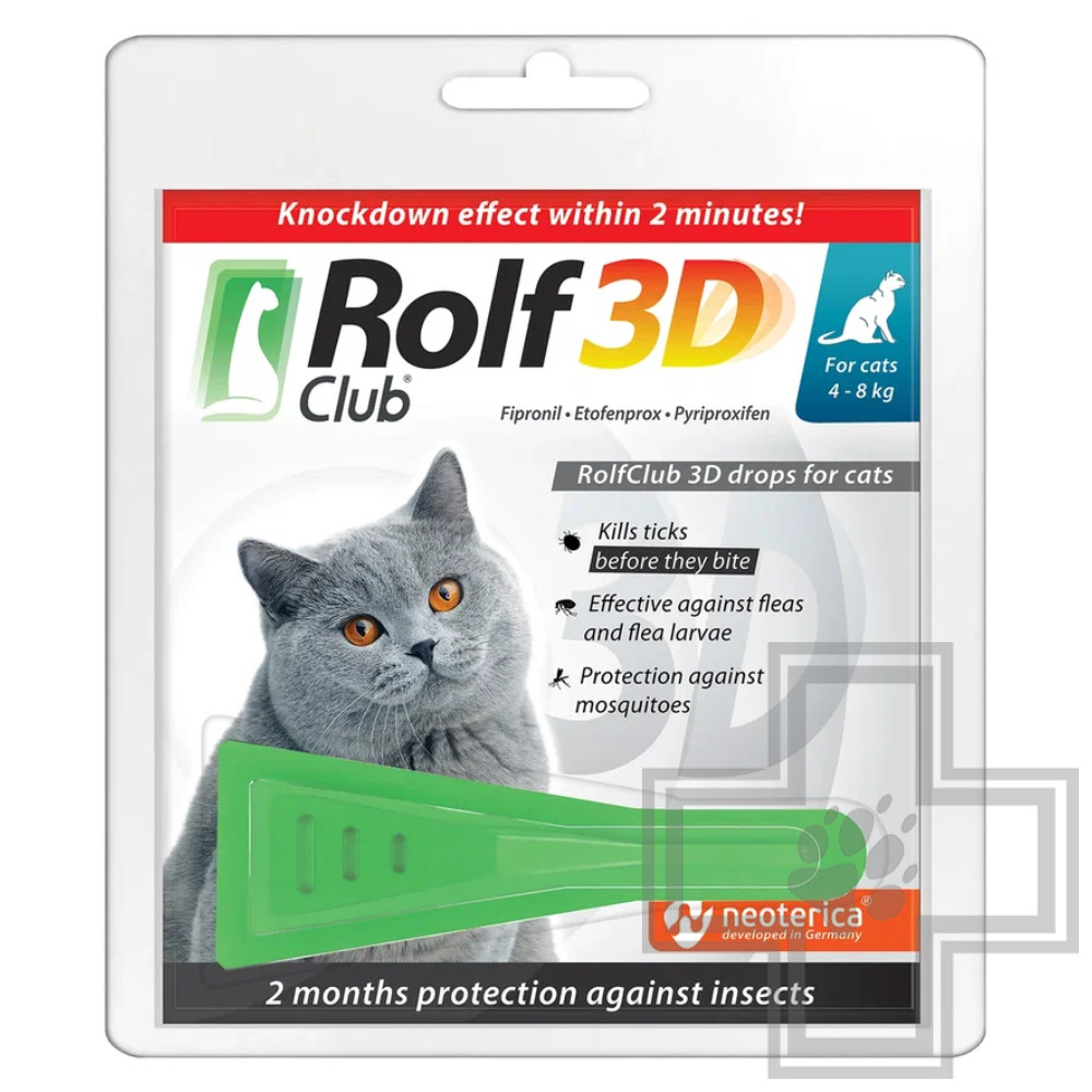 RolfClub 3D Капли на холку от блох и клещей для кошек