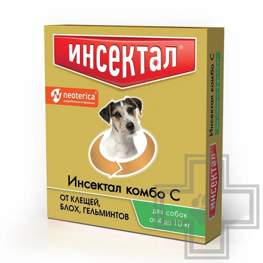 Инсектал Комбо С Капли на холку от блох и клещей для собак Инсектал Комбо С Капли на холку от блох и клещей для собак