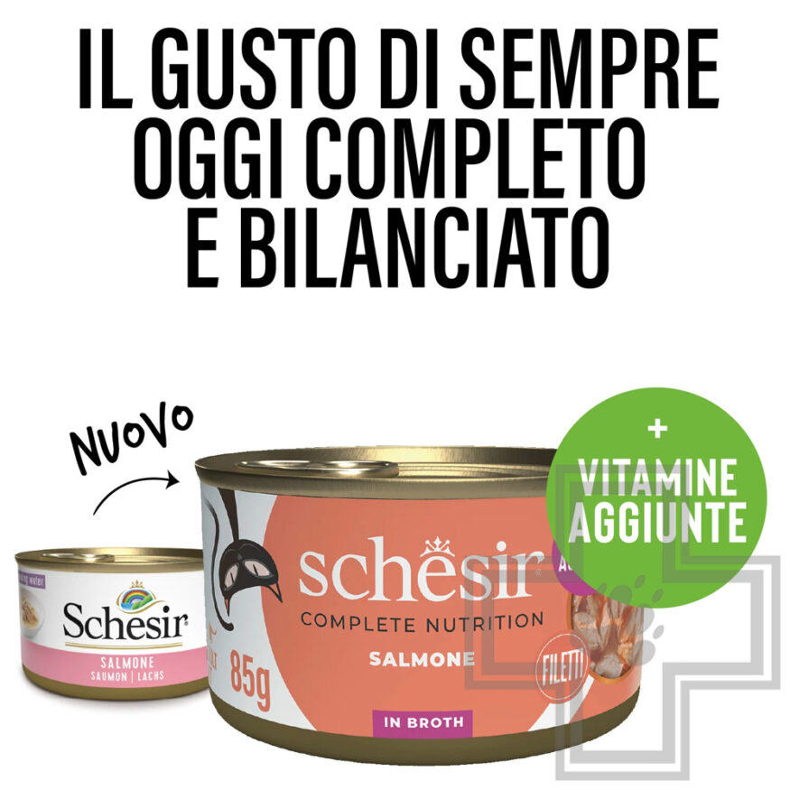 Schesir Complete Nutrition Консервы для взрослых кошек, с лососем в бульоне Schesir Complete Nutrition Консервы для взрослых кошек, с лососем в бульоне